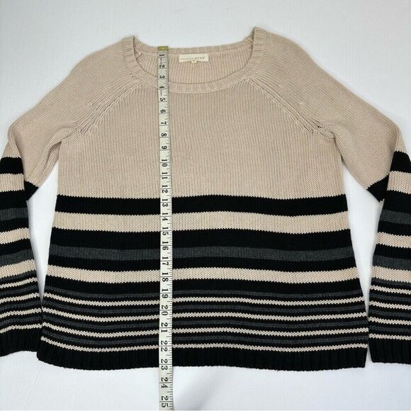 Covered by Suss Women's Cream Striped Scoop Neck Old Money Knit Sweater S/C39 - Picture 9 of 11